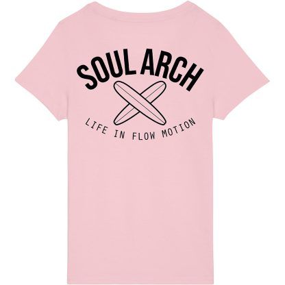 Soul Arch cotton pink womens crossed boards t shirt back